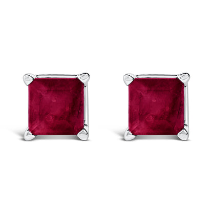 14K White Gold 5x5MM Princess Cut Purple Amethyst Solitaire Stud Earrings by Bids.com