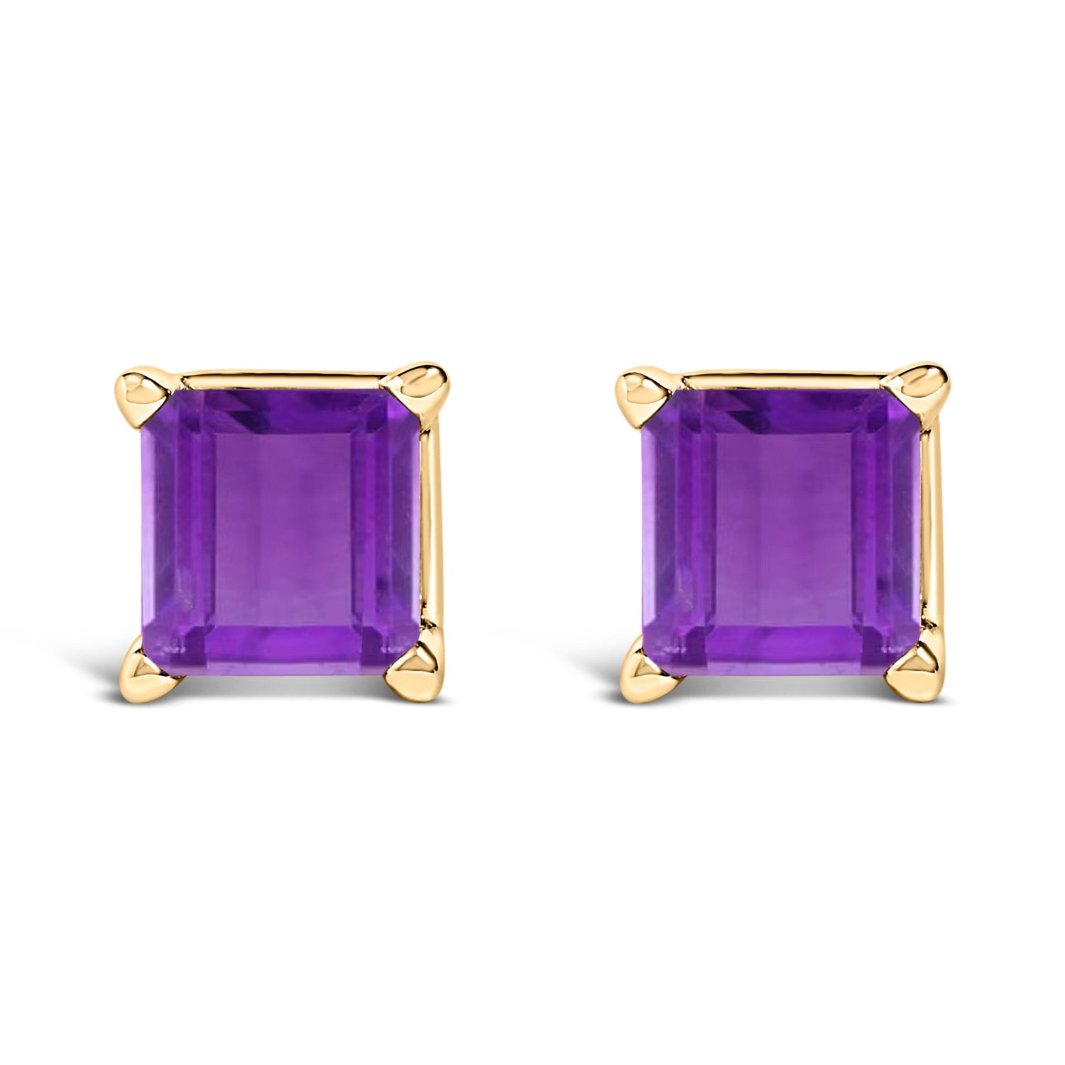 14K White Gold 5x5MM Princess Cut Purple Amethyst Solitaire Stud Earrings by Bids.com