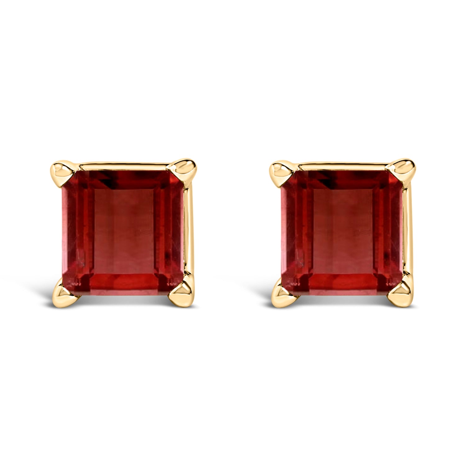 14K White Gold 5x5MM Princess Cut Purple Amethyst Solitaire Stud Earrings by Bids.com