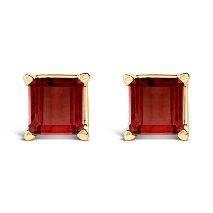 14K White Gold 5x5MM Princess Cut Purple Amethyst Solitaire Stud Earrings by Bids.com