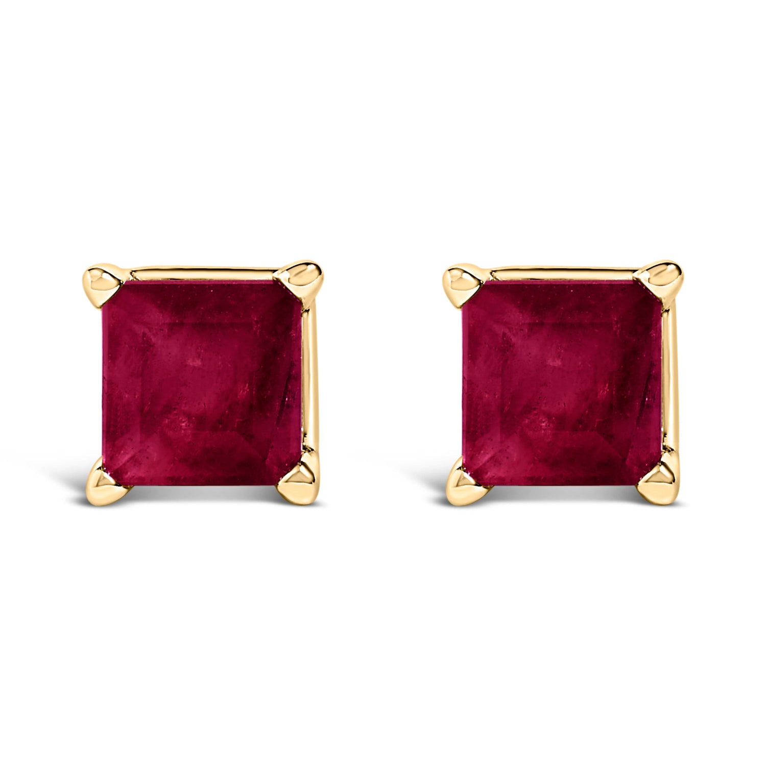 14K White Gold 5x5MM Princess Cut Purple Amethyst Solitaire Stud Earrings by Bids.com