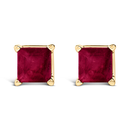 14K White Gold 5x5MM Princess Cut Purple Amethyst Solitaire Stud Earrings by Bids.com