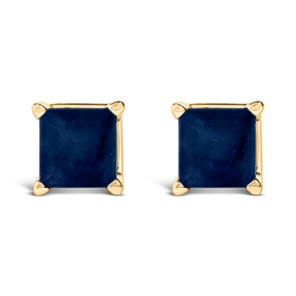 14K White Gold 5x5MM Princess Cut Purple Amethyst Solitaire Stud Earrings by Bids.com