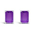 14K White Gold 6x4MM Emerald Shaped Amethyst Solitaire Stud Earrings by Bids.com