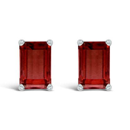 14K White Gold 6x4MM Emerald Shaped Amethyst Solitaire Stud Earrings by Bids.com