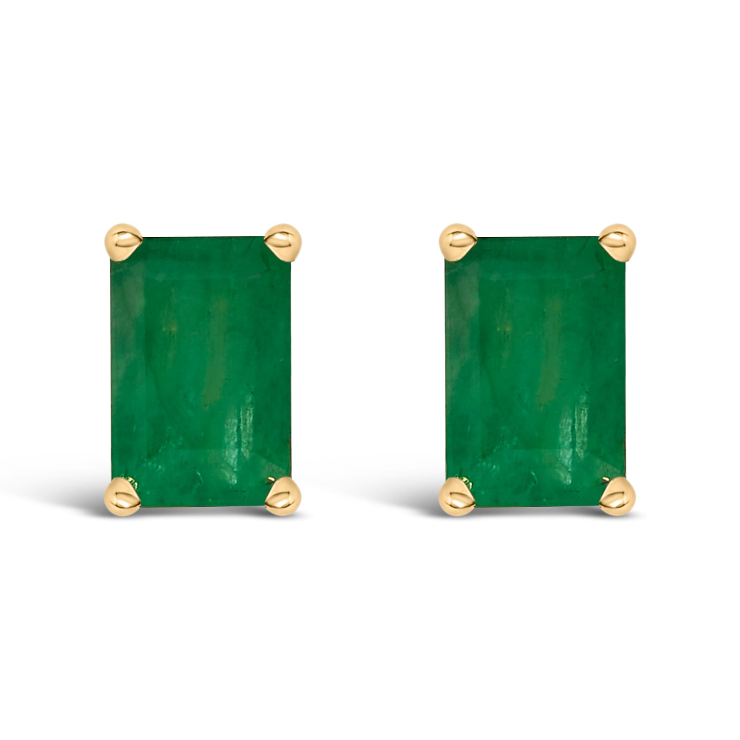 14K White Gold 6x4MM Emerald Shaped Amethyst Solitaire Stud Earrings by Bids.com