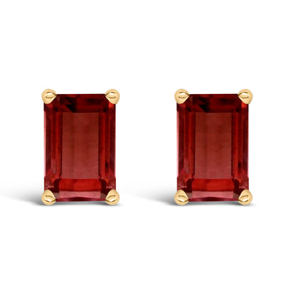 14K White Gold 6x4MM Emerald Shaped Amethyst Solitaire Stud Earrings by Bids.com