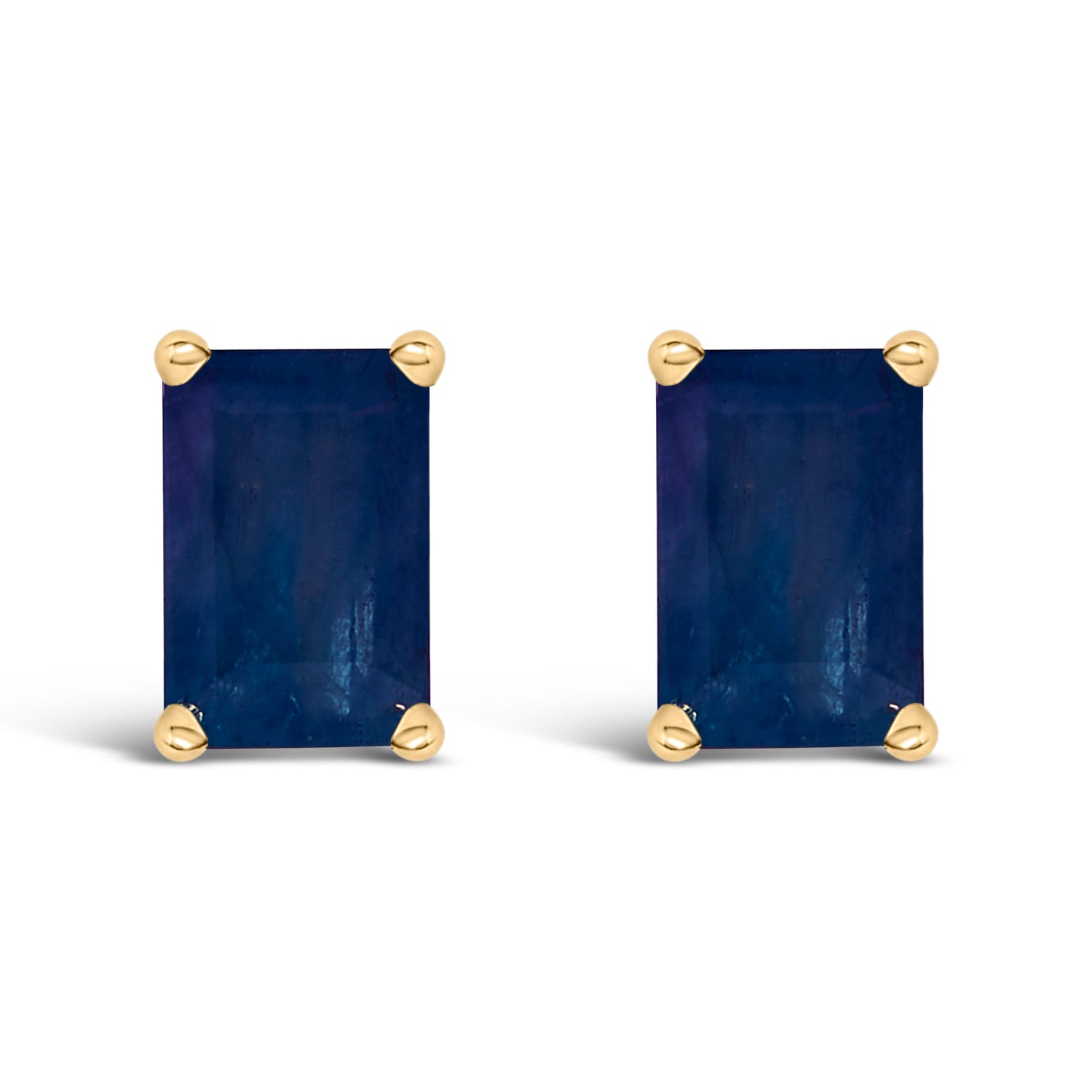 14K White Gold 6x4MM Emerald Shaped Amethyst Solitaire Stud Earrings by Bids.com