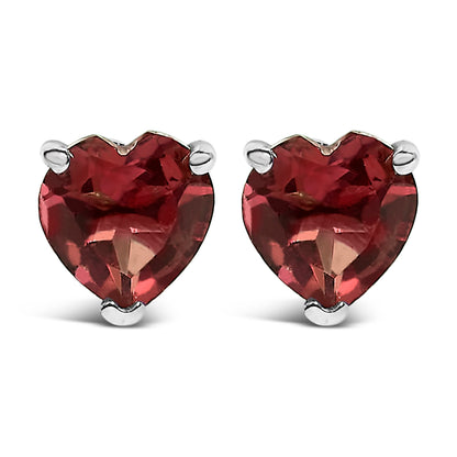 14K White Gold 5MM Heart Cut Purple Amethyst Solitaire Stud Earrings by Bids.com