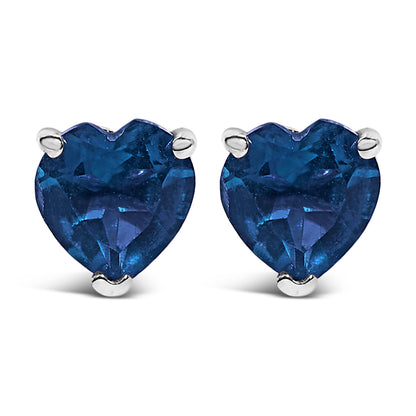 14K White Gold 5MM Heart Cut Purple Amethyst Solitaire Stud Earrings by Bids.com