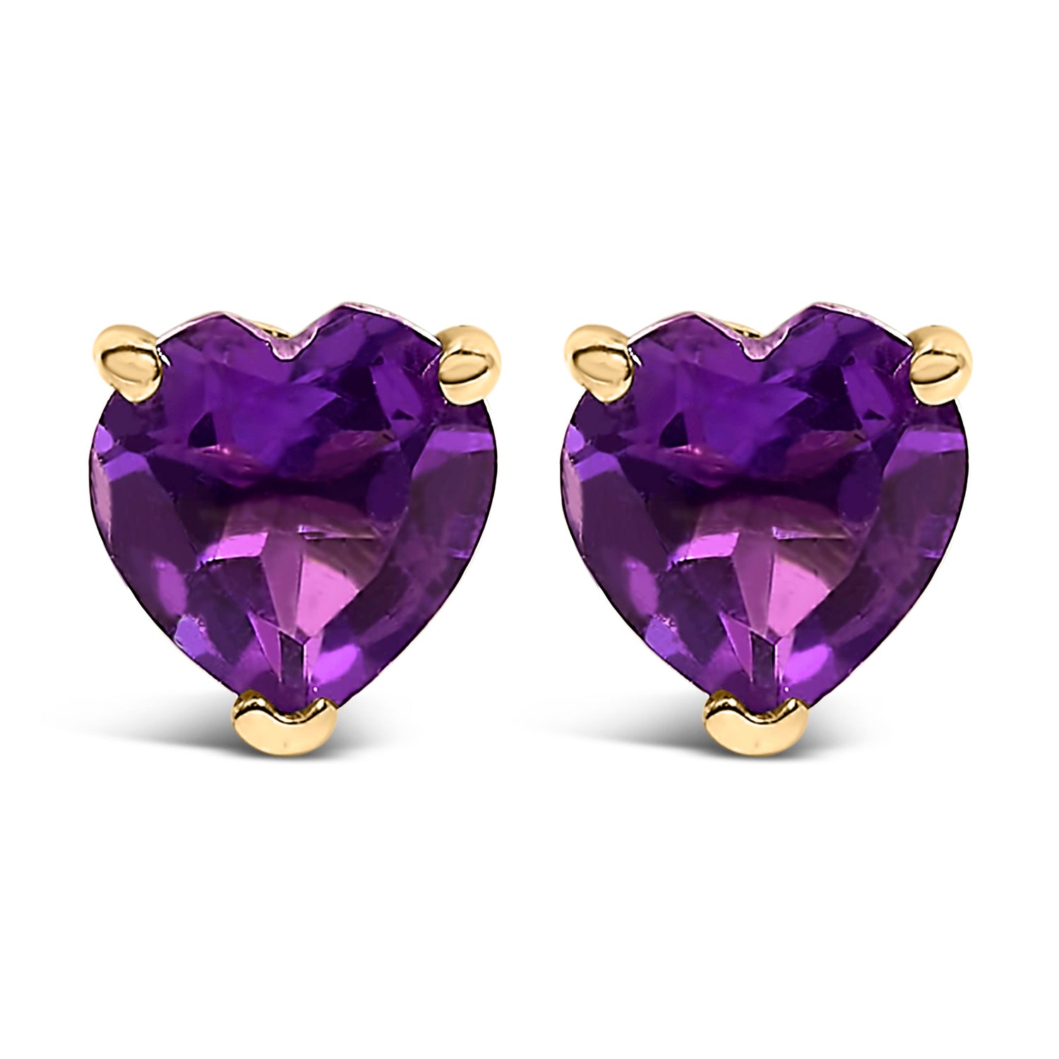 14K White Gold 5MM Heart Cut Purple Amethyst Solitaire Stud Earrings by Bids.com