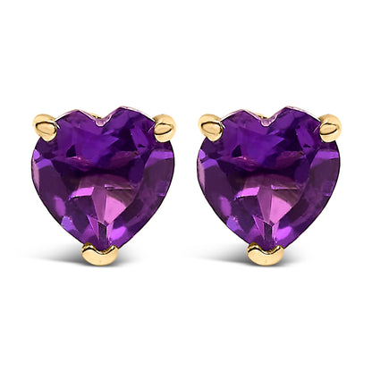 14K White Gold 5MM Heart Cut Purple Amethyst Solitaire Stud Earrings by Bids.com