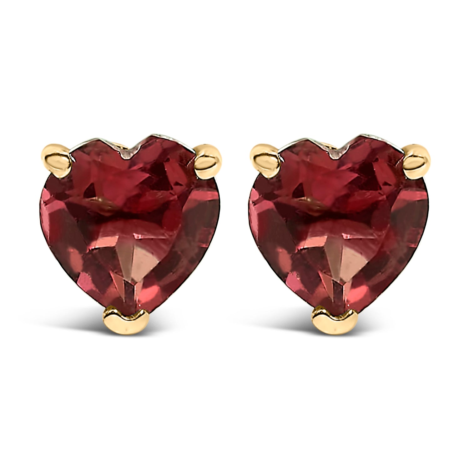 14K White Gold 5MM Heart Cut Purple Amethyst Solitaire Stud Earrings by Bids.com