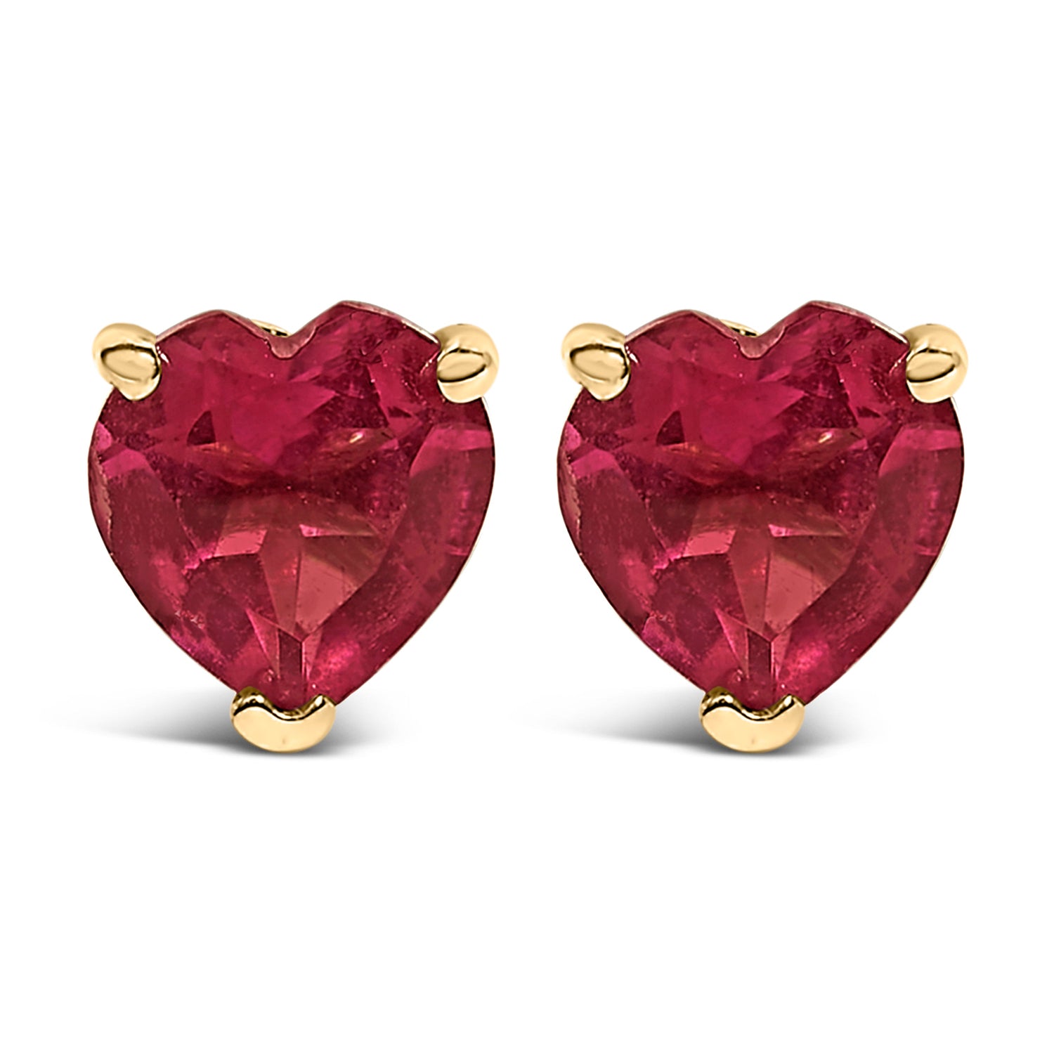 14K White Gold 5MM Heart Cut Purple Amethyst Solitaire Stud Earrings by Bids.com