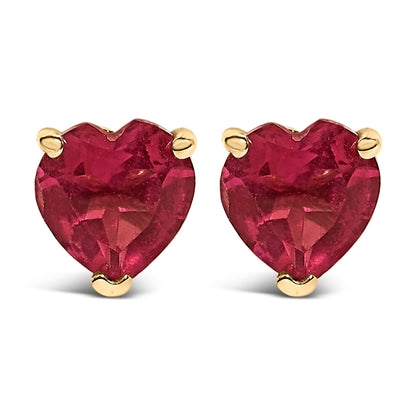 14K White Gold 5MM Heart Cut Purple Amethyst Solitaire Stud Earrings by Bids.com
