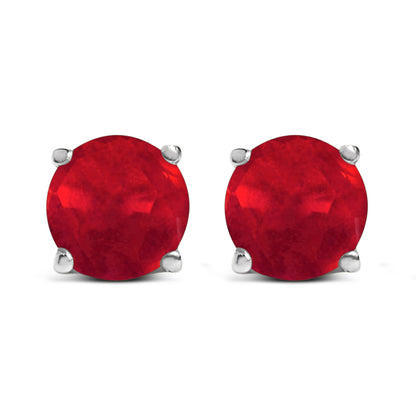 14K White Gold 5X5MM Round Purple Amethyst Solitaire Stud Earrings by Bids.com