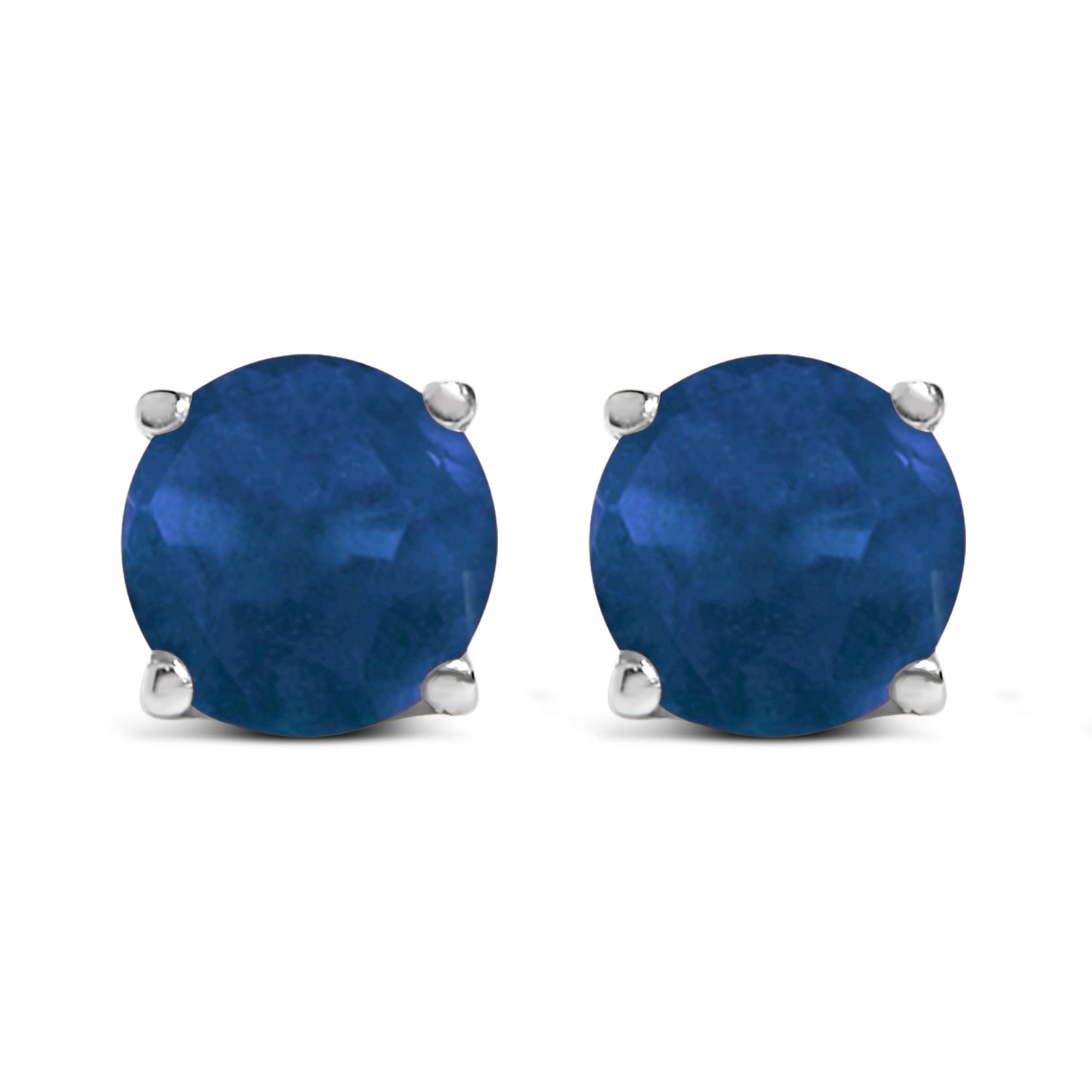 14K White Gold 5X5MM Round Purple Amethyst Solitaire Stud Earrings by Bids.com