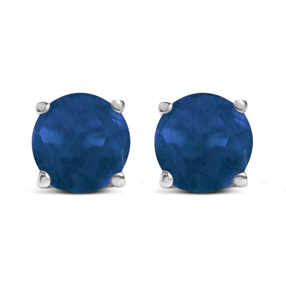 14K White Gold 5X5MM Round Purple Amethyst Solitaire Stud Earrings by Bids.com