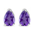 14K White Gold 6x4MM Pear Shaped Purple Amethyst Solitaire Stud Earrings by Bids.com