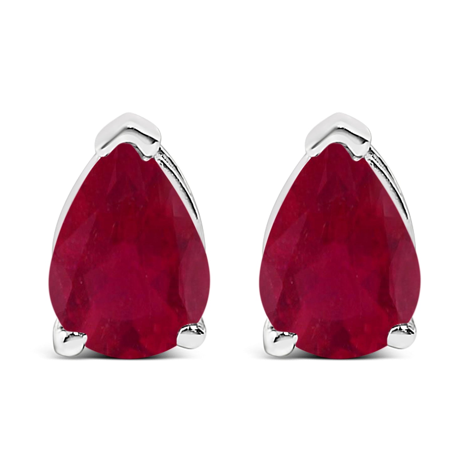 14K White Gold 6x4MM Pear Shaped Purple Amethyst Solitaire Stud Earrings by Bids.com