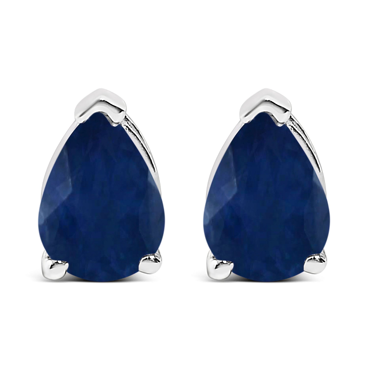 14K White Gold 6x4MM Pear Shaped Purple Amethyst Solitaire Stud Earrings by Bids.com