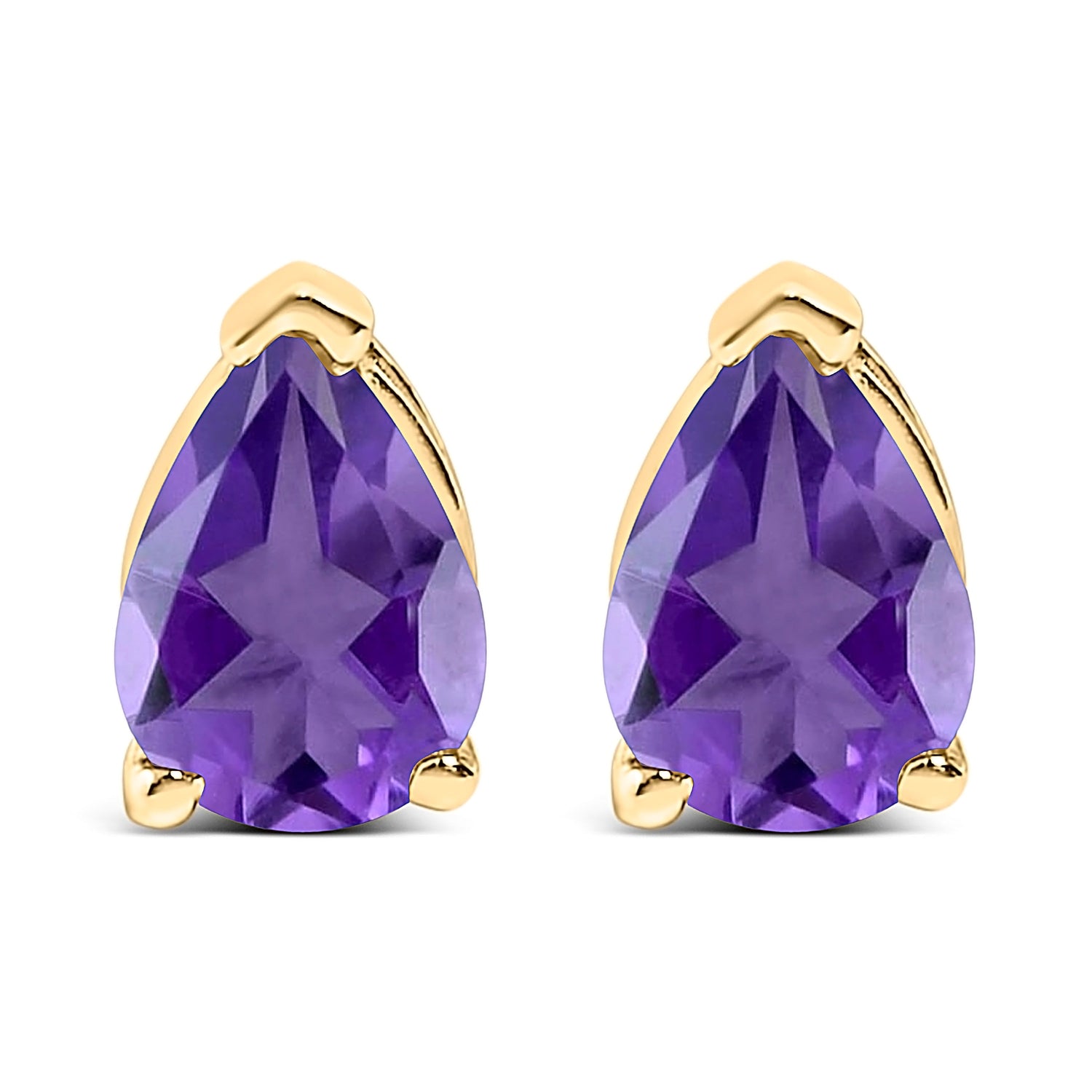 14K White Gold 6x4MM Pear Shaped Purple Amethyst Solitaire Stud Earrings by Bids.com