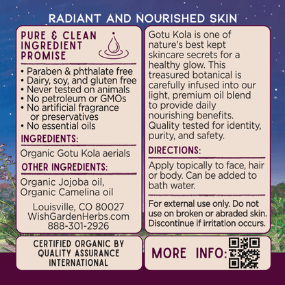 Gotu Kola Oil, All Over Glow by WishGarden Herbs
