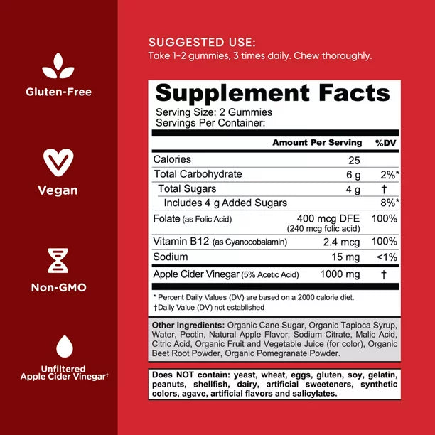 Goli Apple Cider Vinegar Vegan Gummies – 3 Pack (180 Gummies Total) by Top Vita Shop