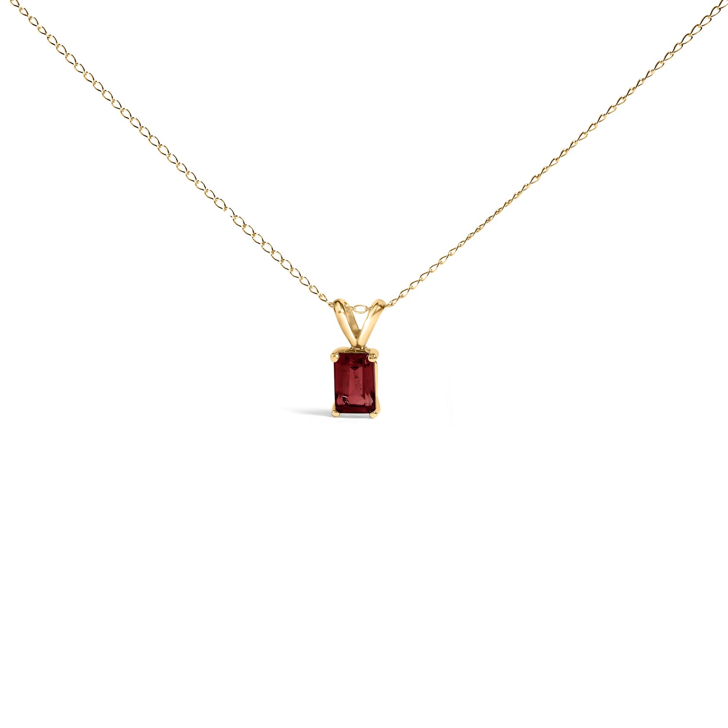 14K White Gold 6x4MM Emerald Cut Purple Amethyst Solitaire Pendant Necklace by Bids.com