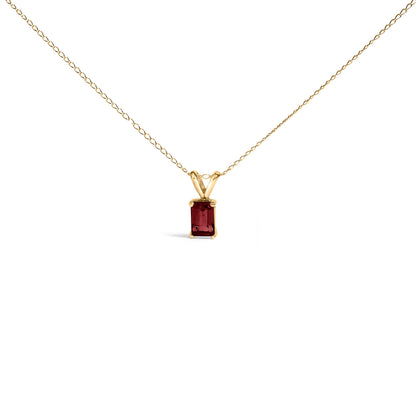 14K White Gold 6x4MM Emerald Cut Purple Amethyst Solitaire Pendant Necklace by Bids.com