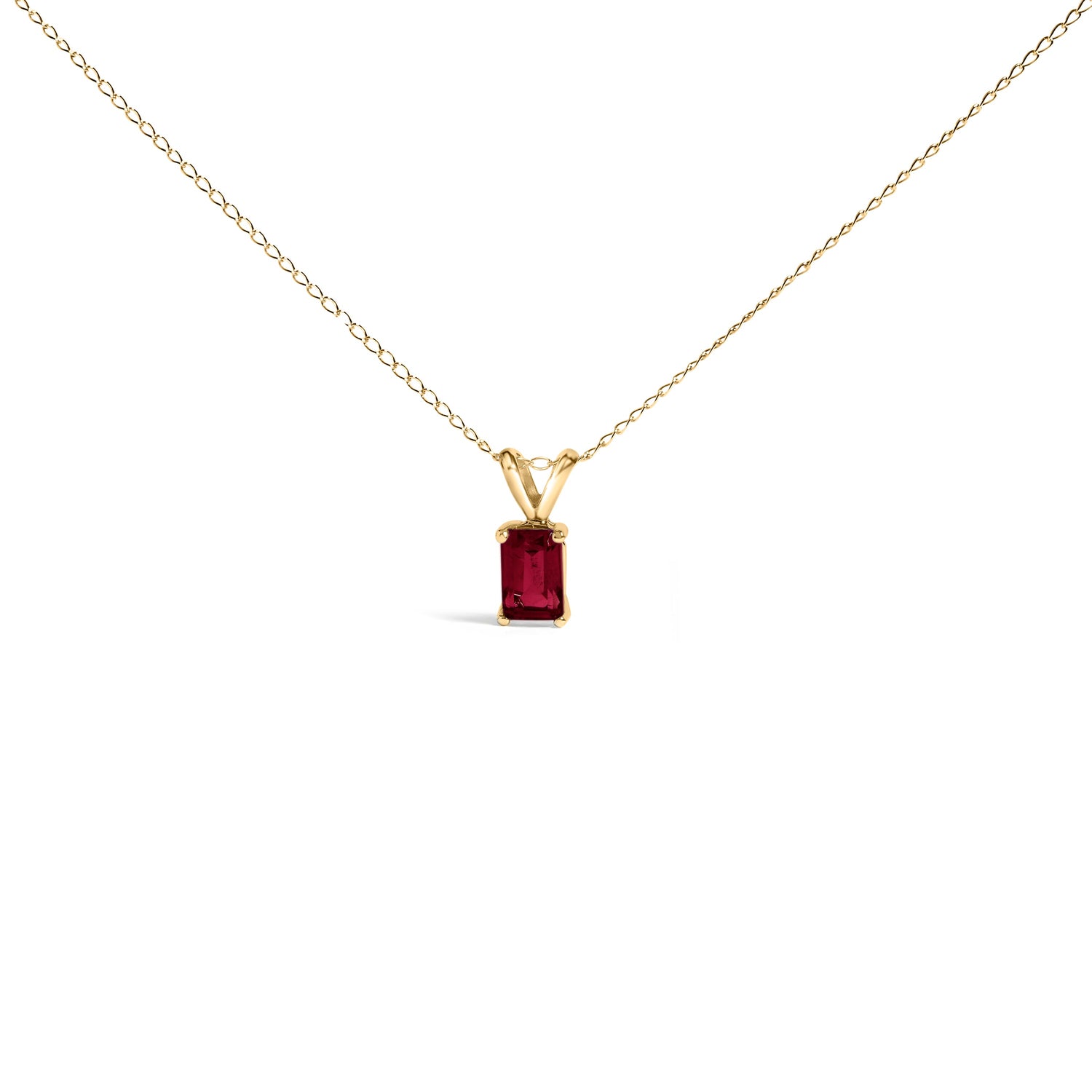 14K White Gold 6x4MM Emerald Cut Purple Amethyst Solitaire Pendant Necklace by Bids.com