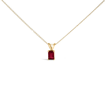 14K White Gold 6x4MM Emerald Cut Purple Amethyst Solitaire Pendant Necklace by Bids.com