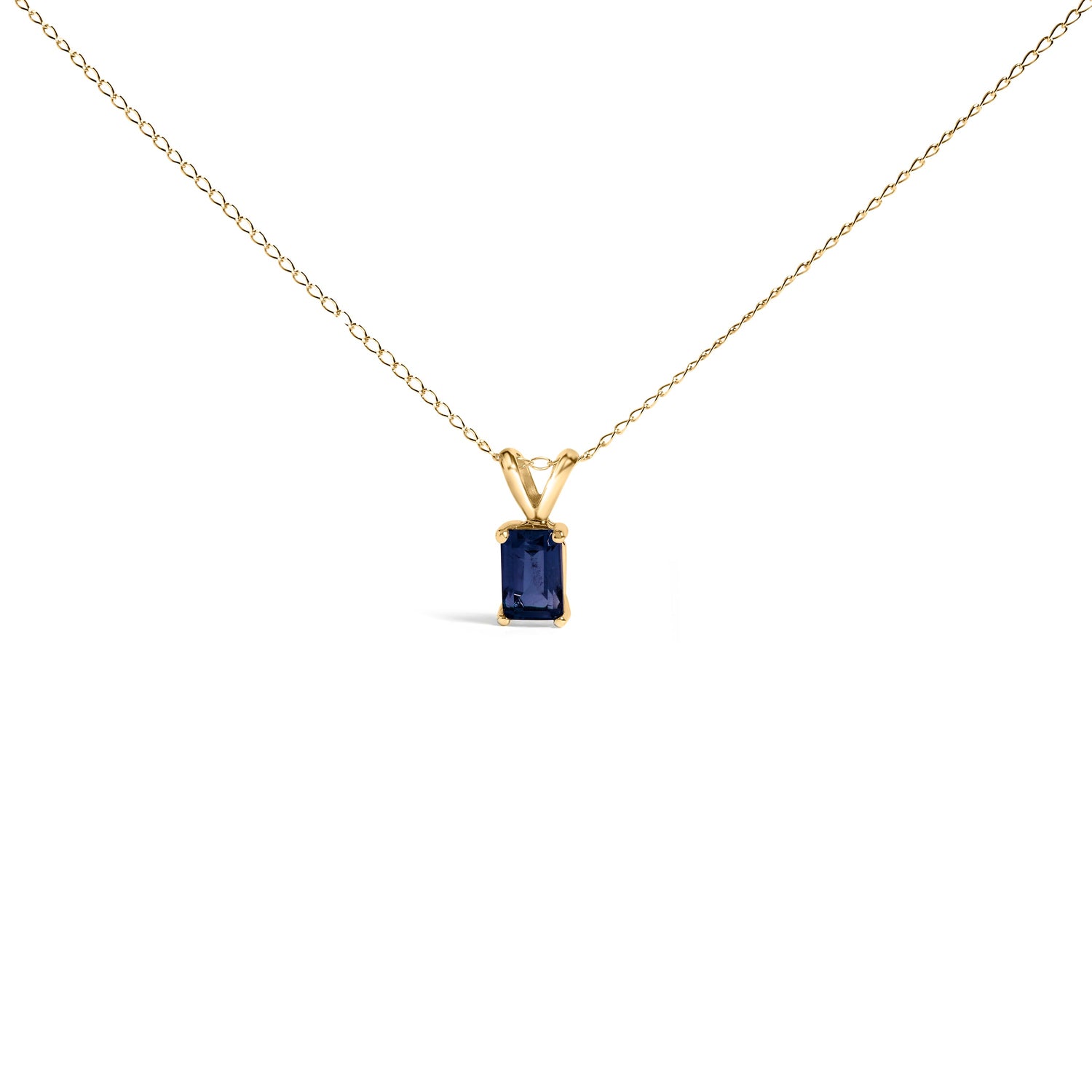 14K White Gold 6x4MM Emerald Cut Purple Amethyst Solitaire Pendant Necklace by Bids.com
