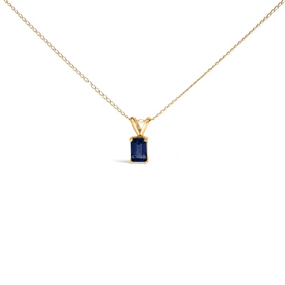 14K White Gold 6x4MM Emerald Cut Purple Amethyst Solitaire Pendant Necklace by Bids.com