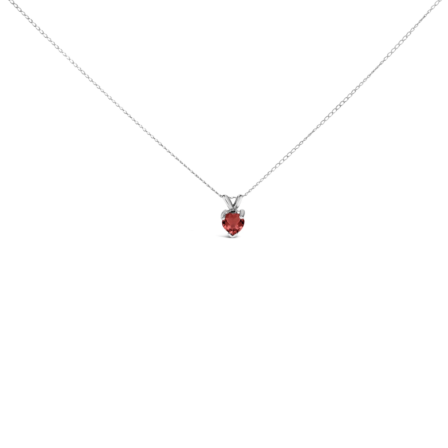 14K White Gold 5X5 MM Heart Shaped Purple Amethyst Solitaire Pendant Necklace by Bids.com