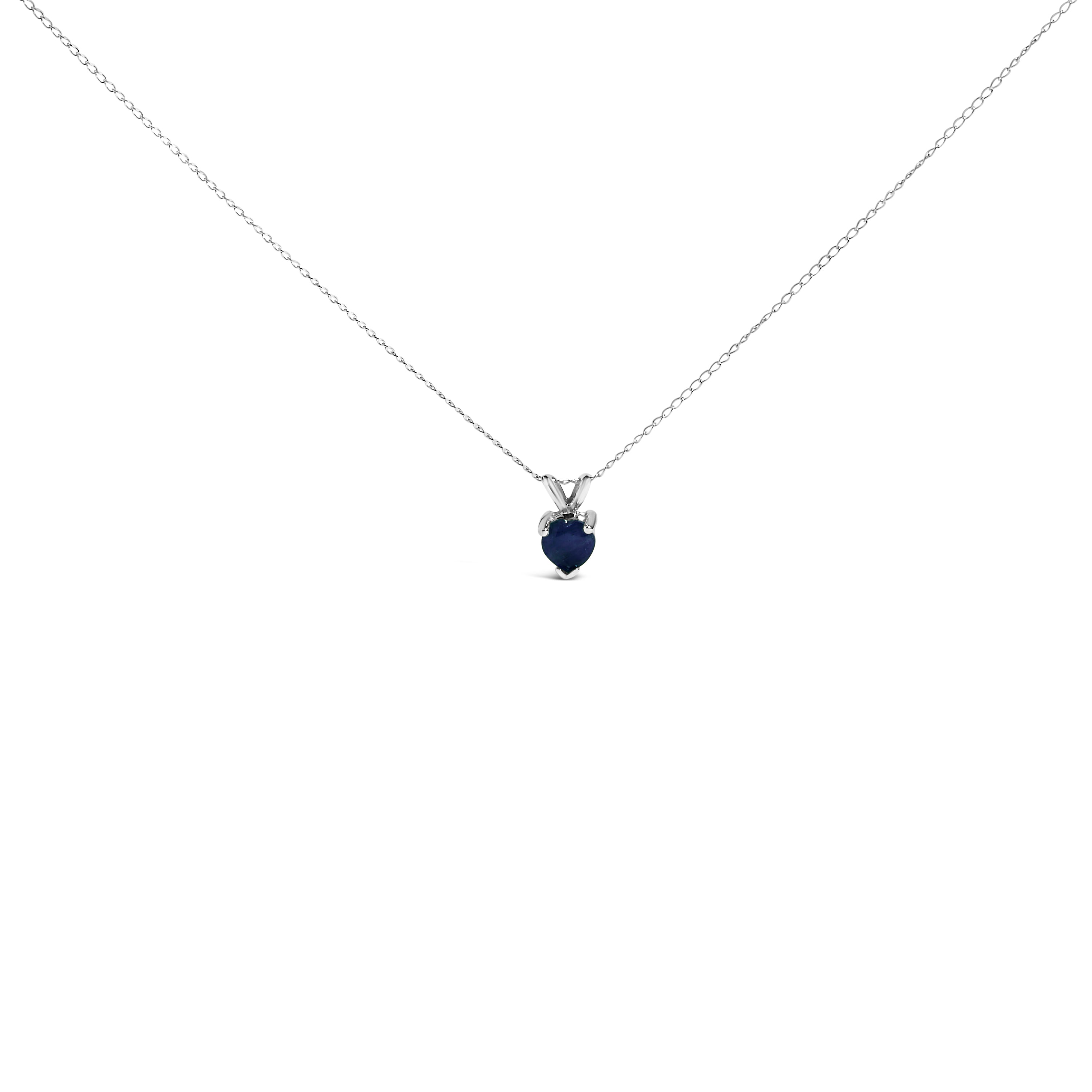 14K White Gold 5X5 MM Heart Shaped Purple Amethyst Solitaire Pendant Necklace by Bids.com