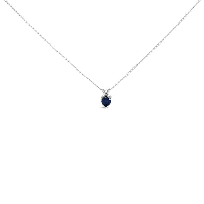 14K White Gold 5X5 MM Heart Shaped Purple Amethyst Solitaire Pendant Necklace by Bids.com