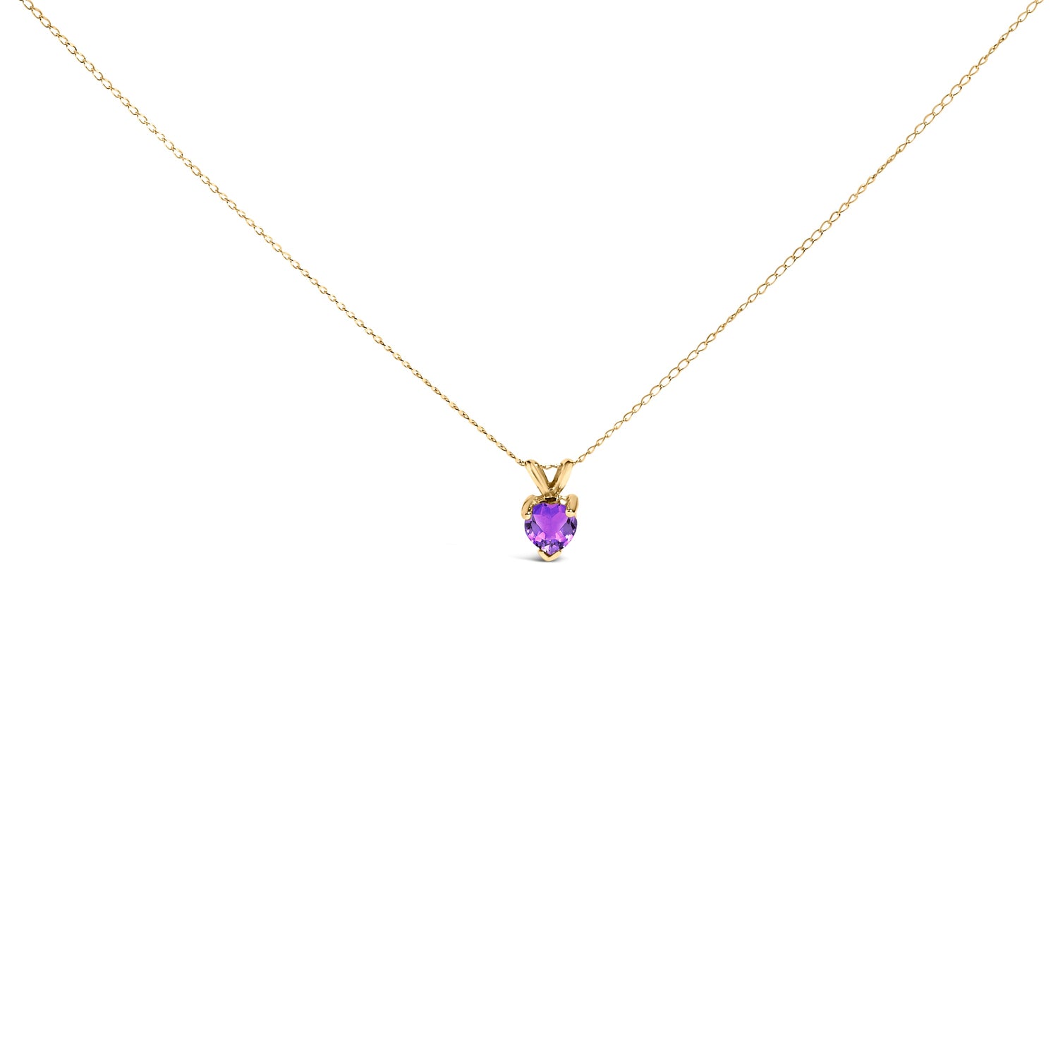 14K White Gold 5X5 MM Heart Shaped Purple Amethyst Solitaire Pendant Necklace by Bids.com