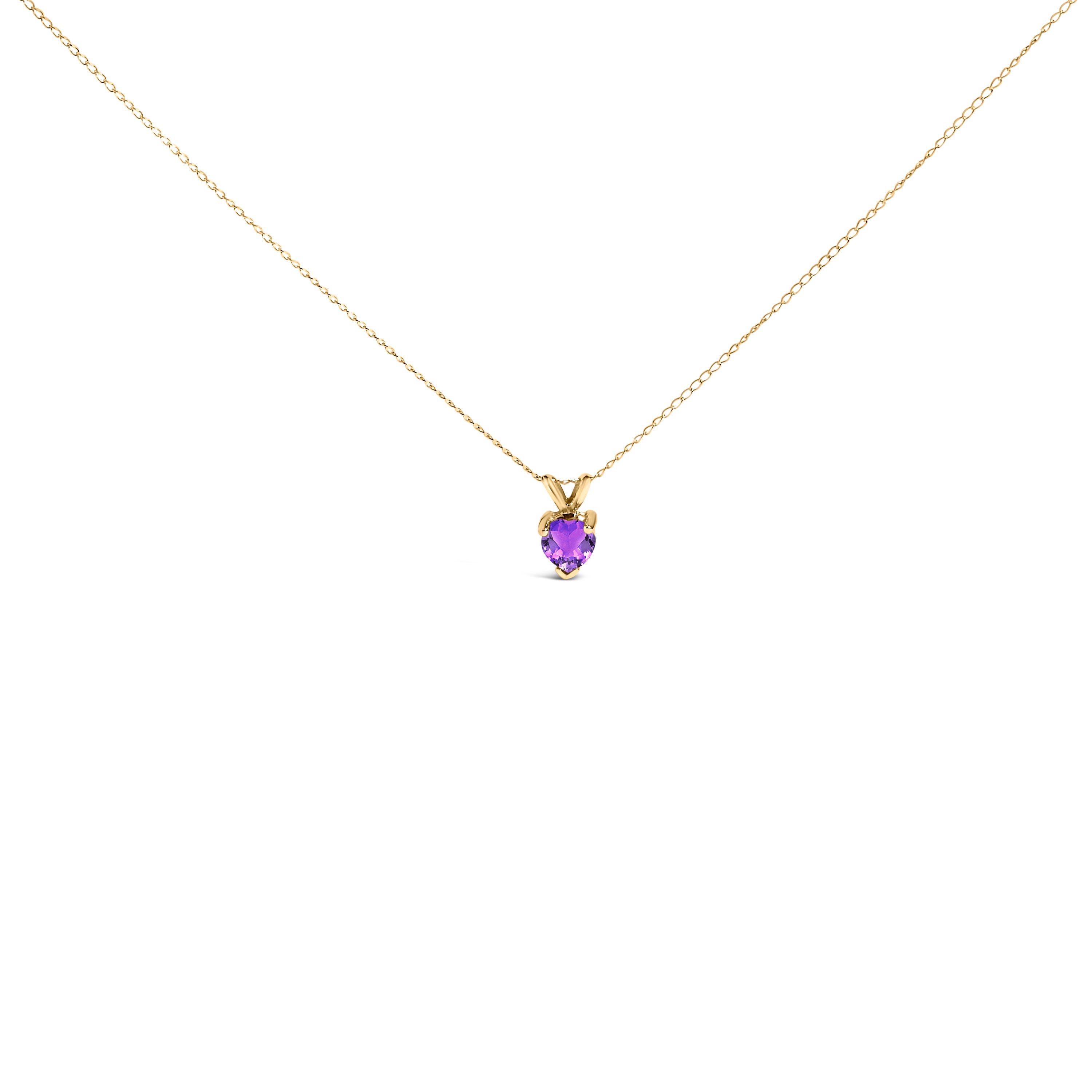 14K White Gold 5X5 MM Heart Shaped Purple Amethyst Solitaire Pendant Necklace by Bids.com