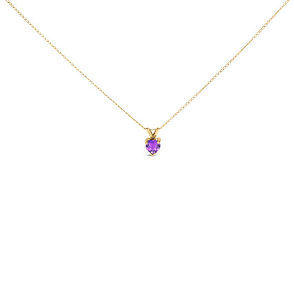 14K White Gold 5X5 MM Heart Shaped Purple Amethyst Solitaire Pendant Necklace by Bids.com