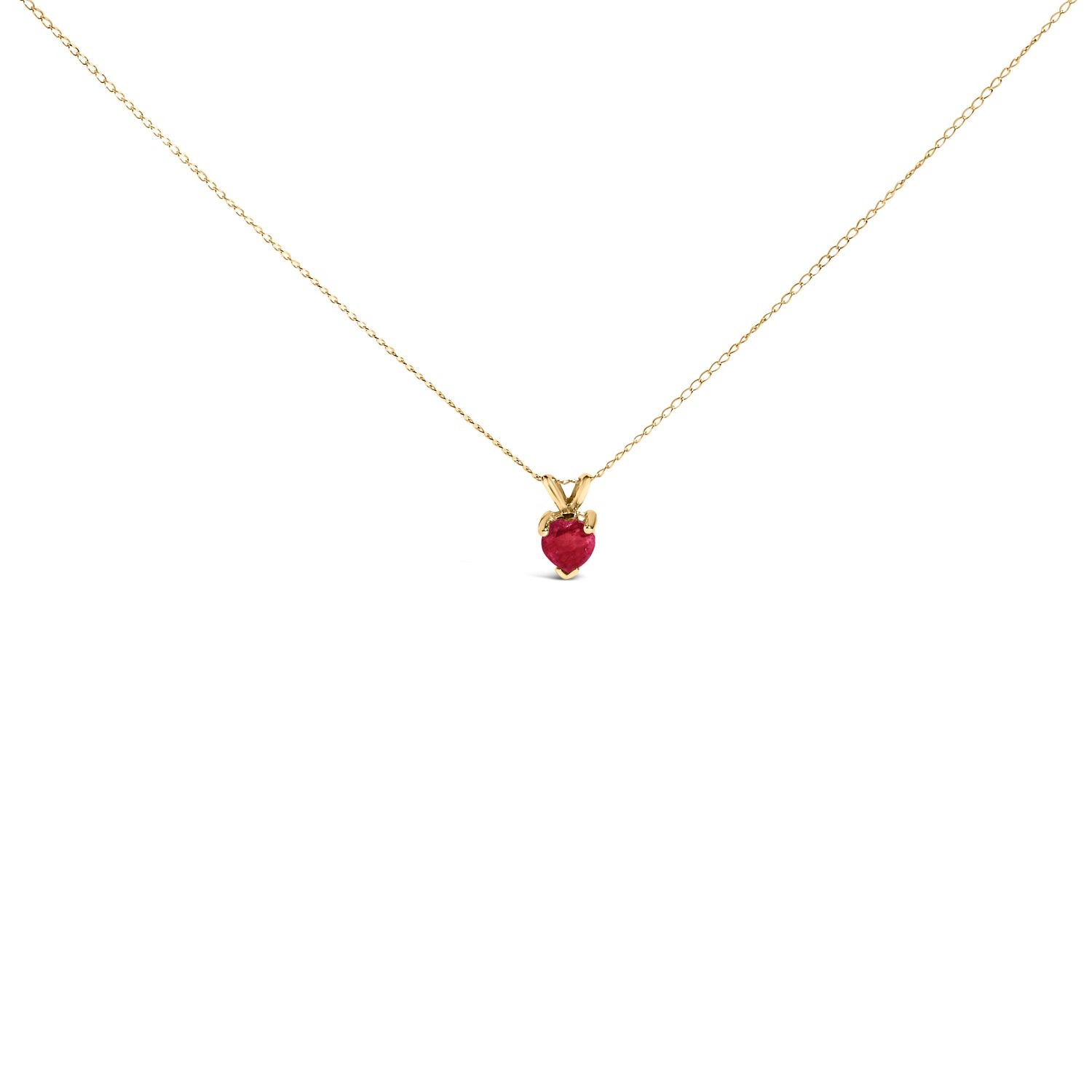 14K White Gold 5X5 MM Heart Shaped Purple Amethyst Solitaire Pendant Necklace by Bids.com
