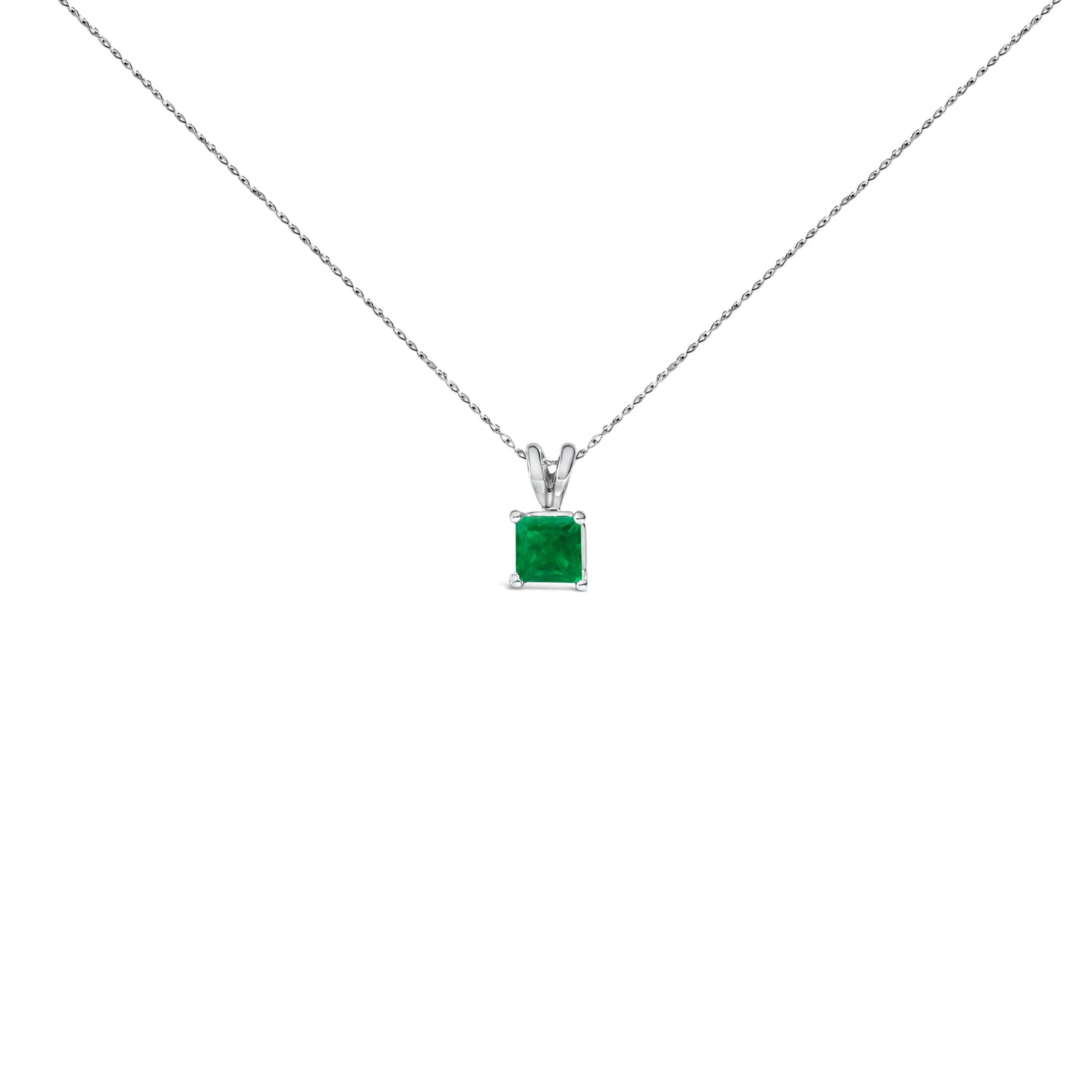 14K White Gold 5x5 MM Square Shaped Purple Amethyst Solitaire Pendant Necklace by Bids.com