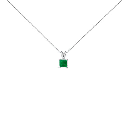 14K White Gold 5x5 MM Square Shaped Purple Amethyst Solitaire Pendant Necklace by Bids.com