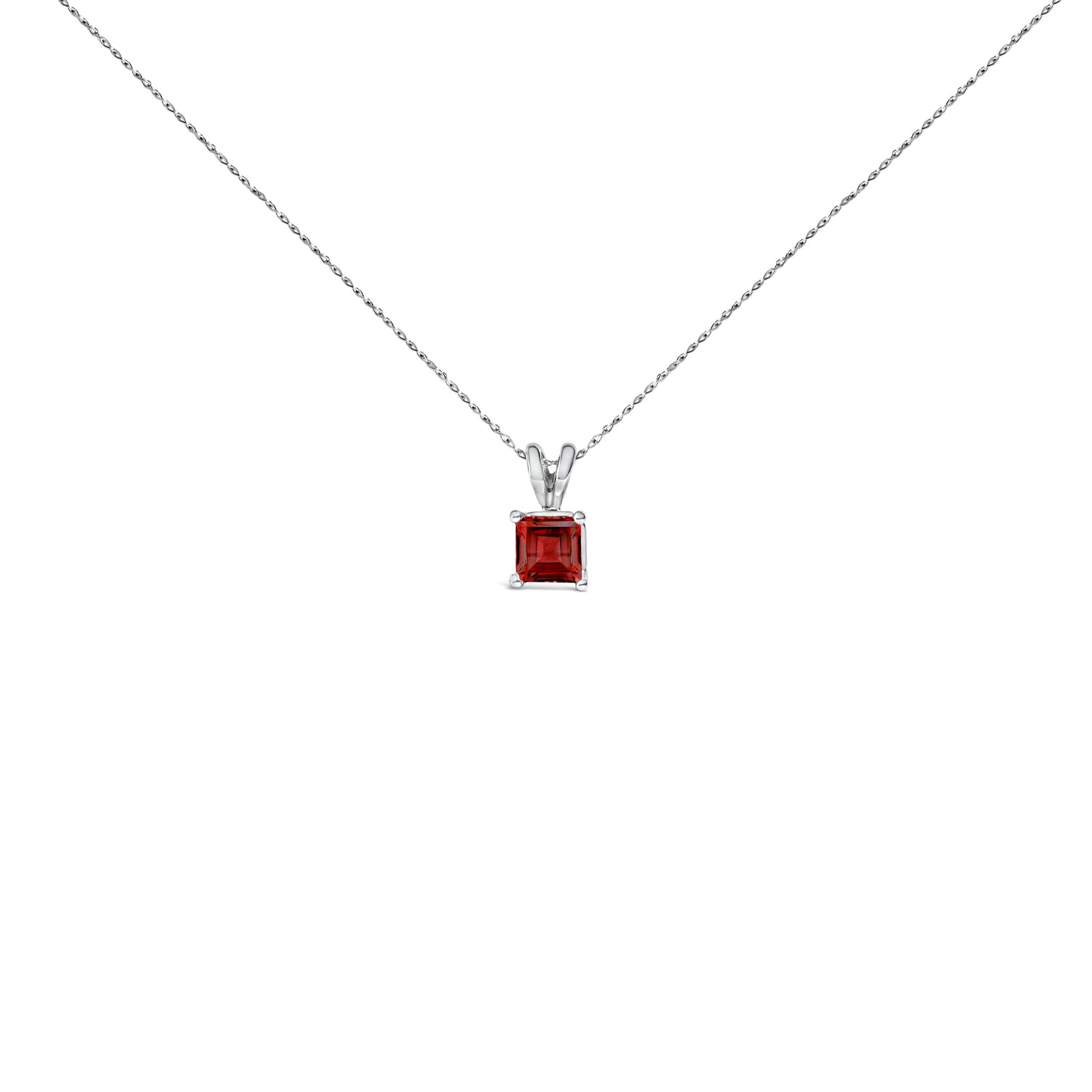 14K White Gold 5x5 MM Square Shaped Purple Amethyst Solitaire Pendant Necklace by Bids.com