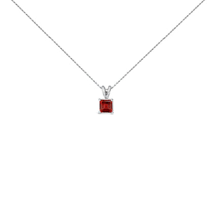 14K White Gold 5x5 MM Square Shaped Purple Amethyst Solitaire Pendant Necklace by Bids.com