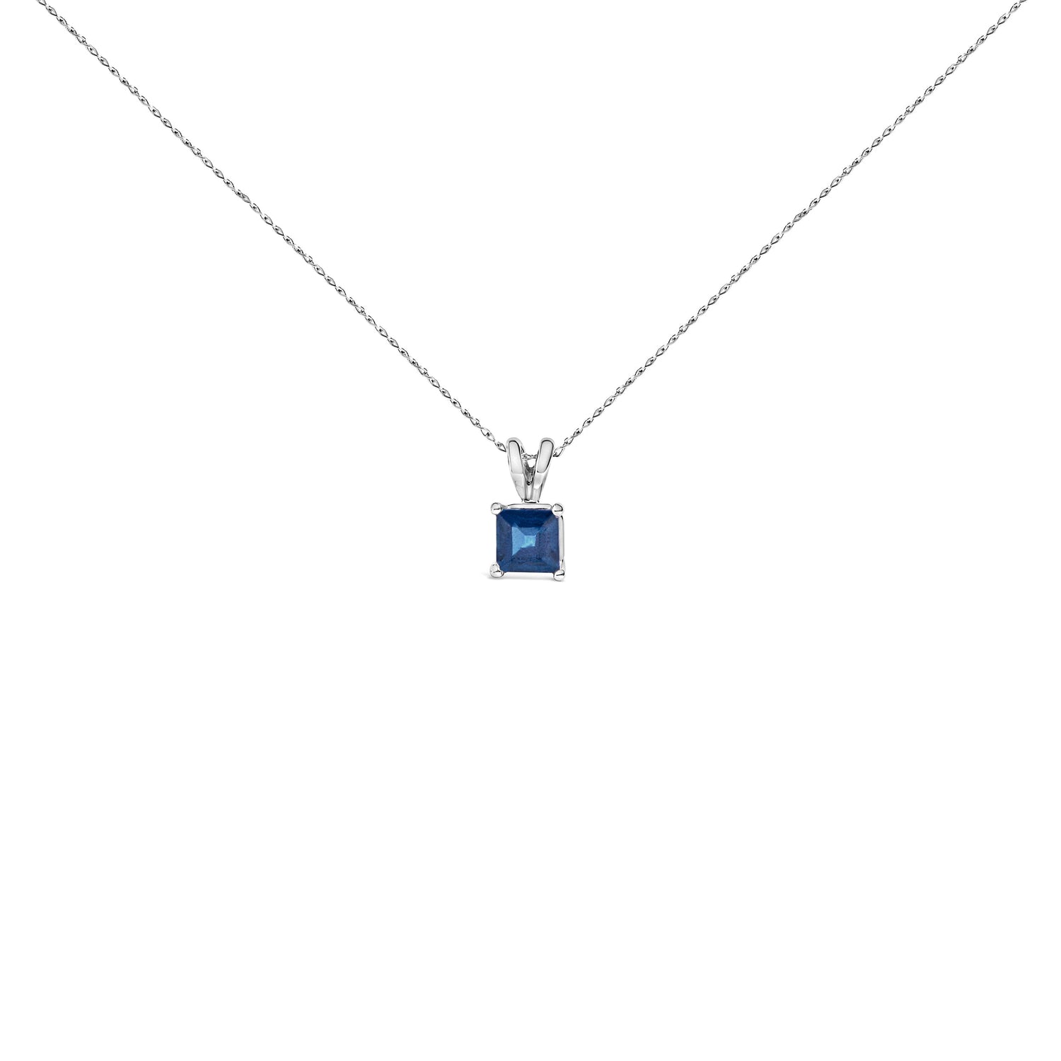 14K White Gold 5x5 MM Square Shaped Purple Amethyst Solitaire Pendant Necklace by Bids.com