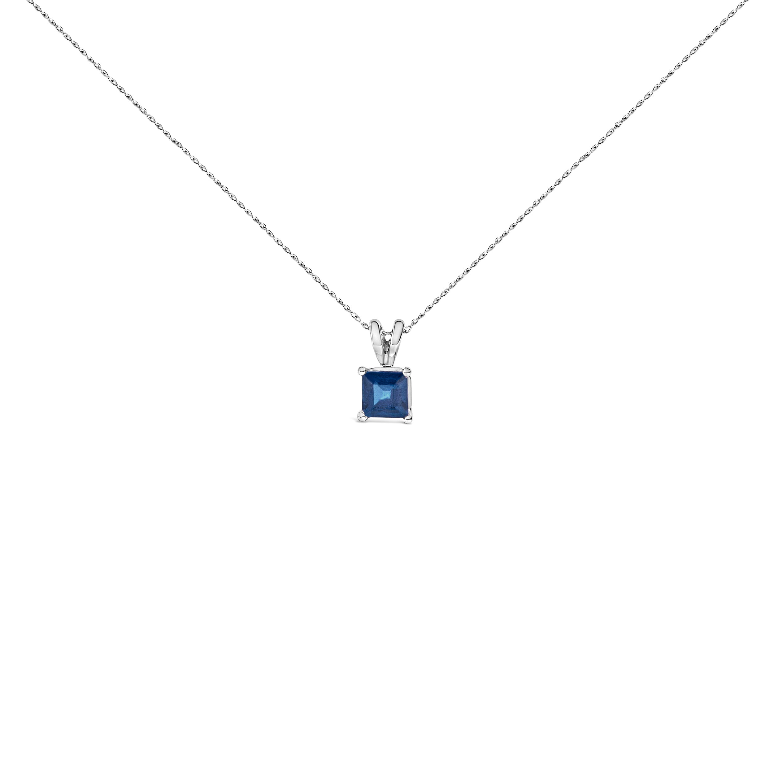14K White Gold 5x5 MM Square Shaped Purple Amethyst Solitaire Pendant Necklace by Bids.com