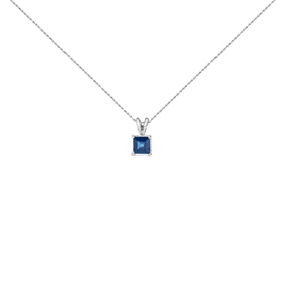 14K White Gold 5x5 MM Square Shaped Purple Amethyst Solitaire Pendant Necklace by Bids.com