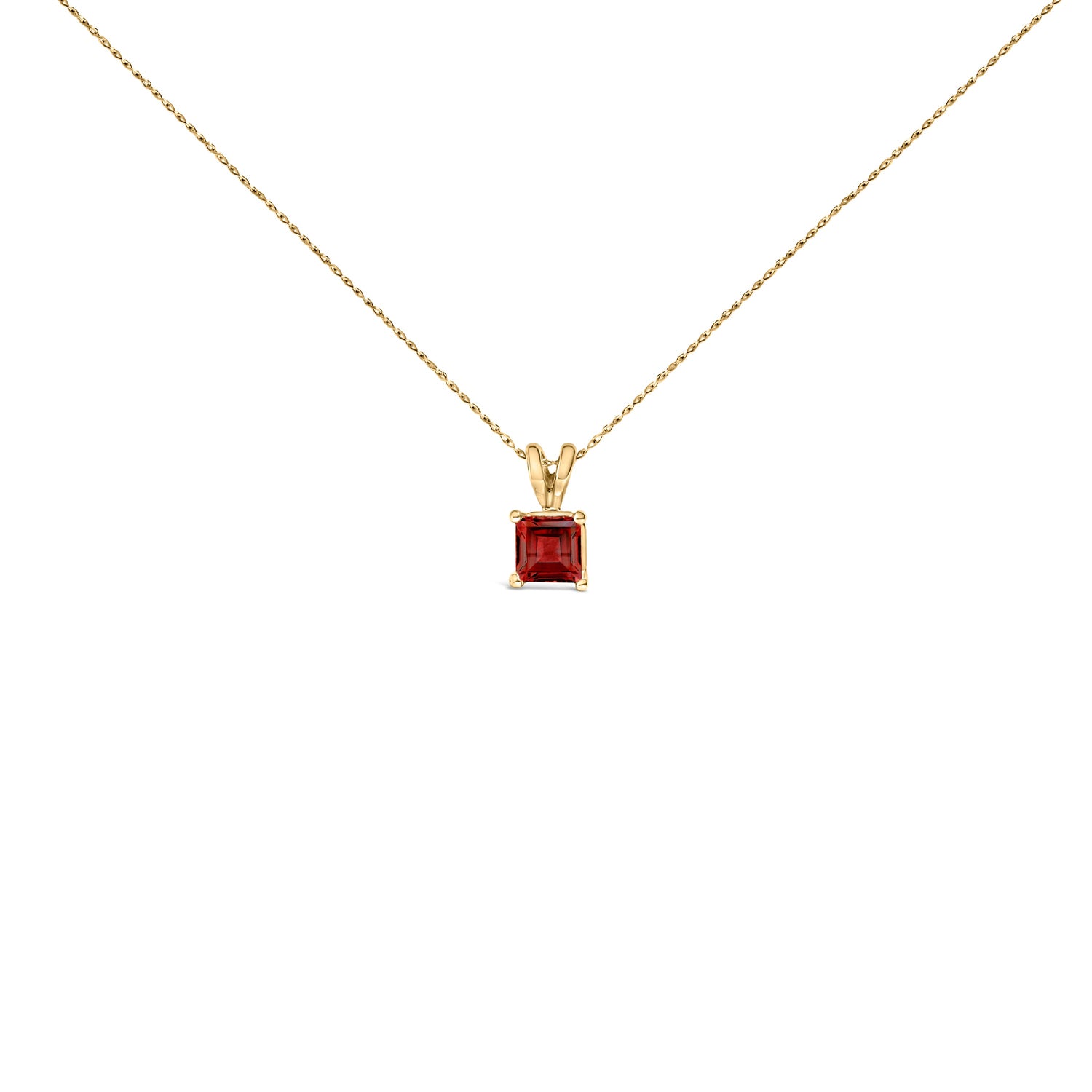 14K White Gold 5x5 MM Square Shaped Purple Amethyst Solitaire Pendant Necklace by Bids.com