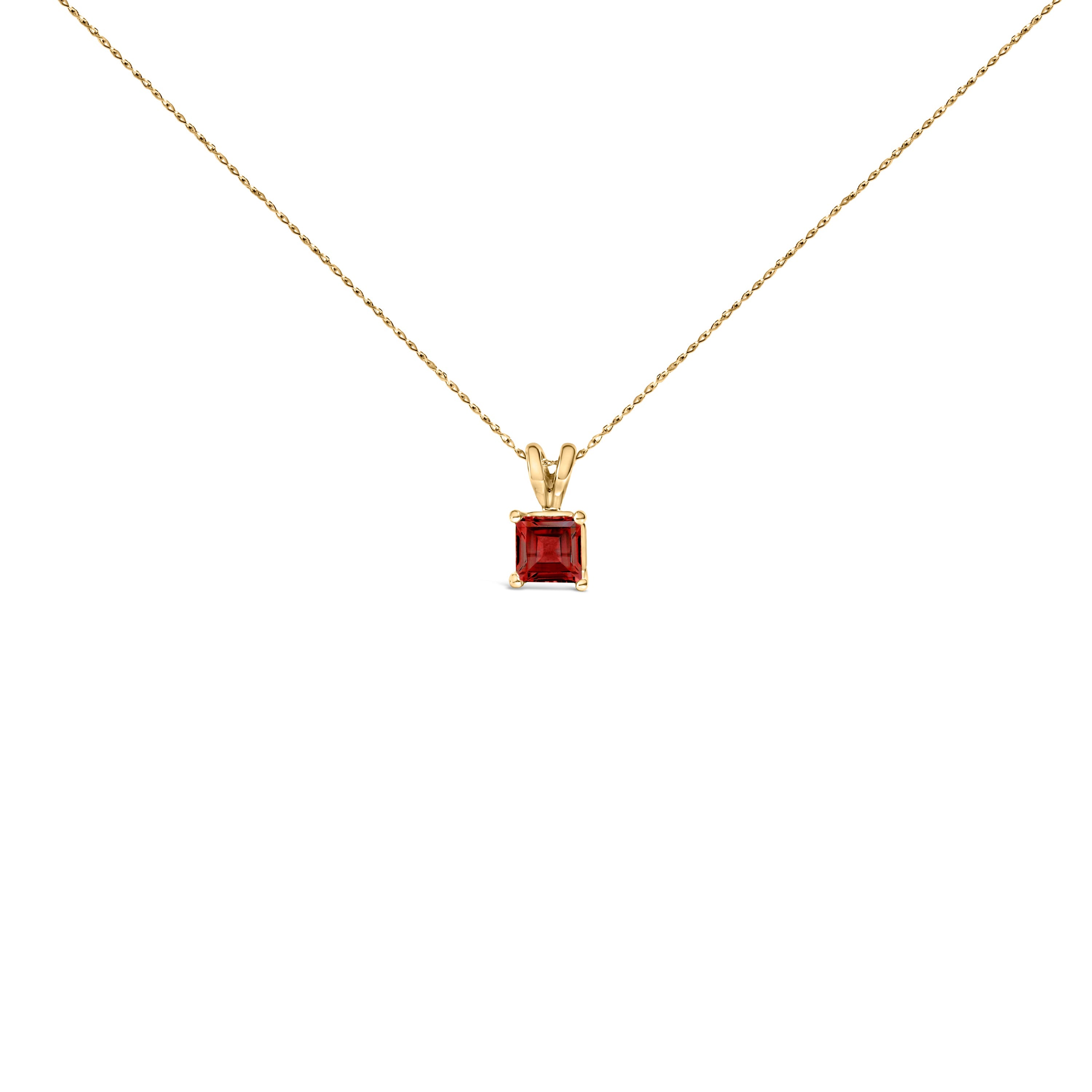 14K White Gold 5x5 MM Square Shaped Purple Amethyst Solitaire Pendant Necklace by Bids.com